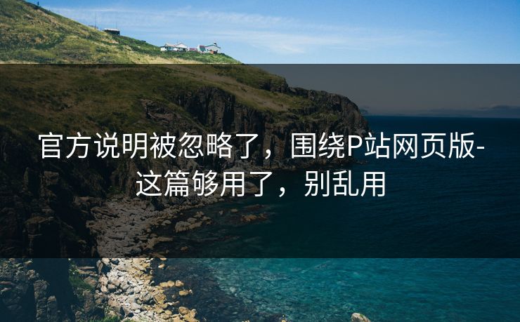 官方说明被忽略了，围绕P站网页版-这篇够用了，别乱用